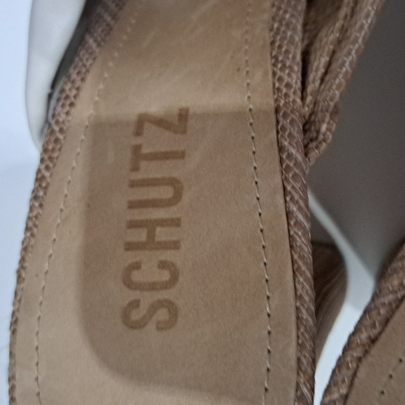 Schutz Wendy Pearl and Beige Leather Color Block High Heel Sandals - Picture 7 of 11